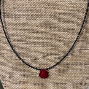 Ruby pendant and bead Necklace